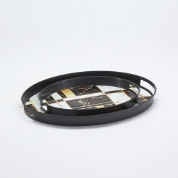 2-Pack Patterned Oval Tray