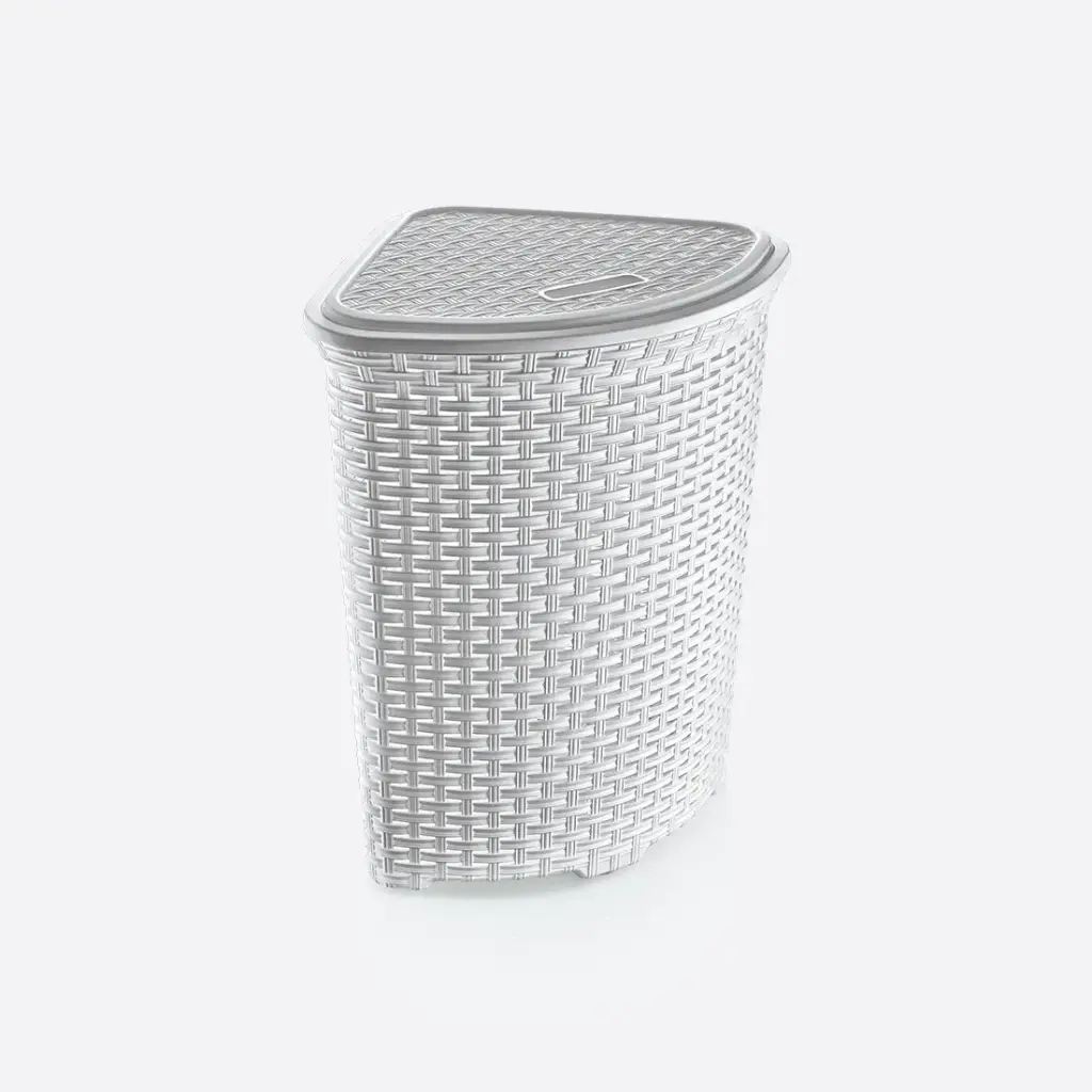[05005] Rattan Corner Basket (White)