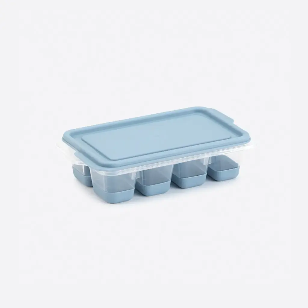 [16021] Push Out Ice Cube Tray With Lid (Mini, Blue)