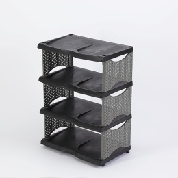 [BH-137] 4 Folded Black Rattan Shoe Shelves